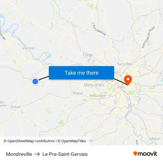 Mondreville to Le Pre-Saint-Gervais map