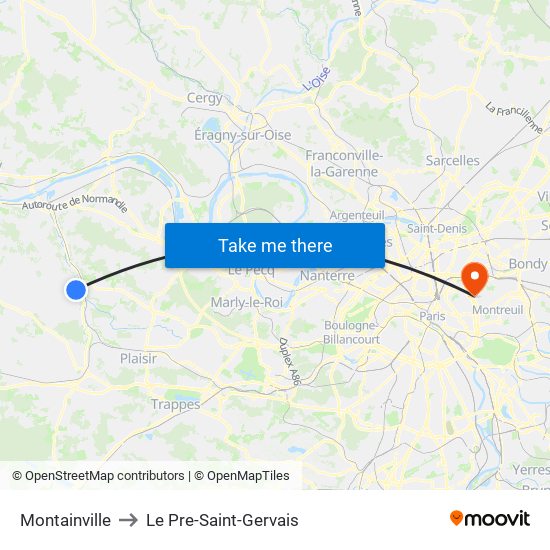 Montainville to Le Pre-Saint-Gervais map