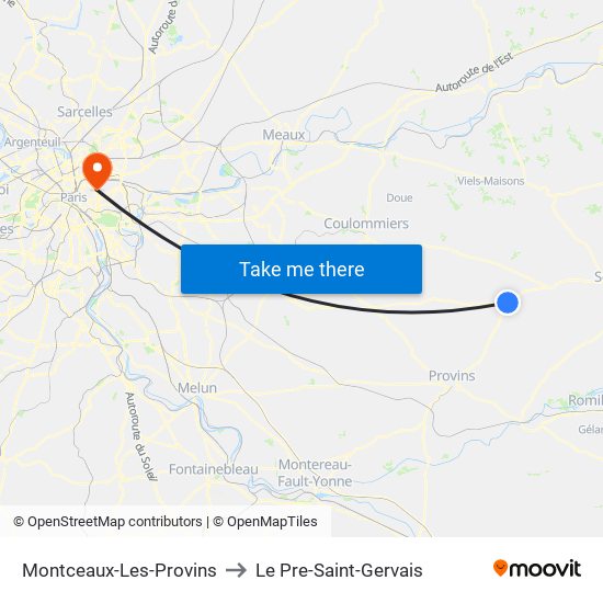 Montceaux-Les-Provins to Le Pre-Saint-Gervais map