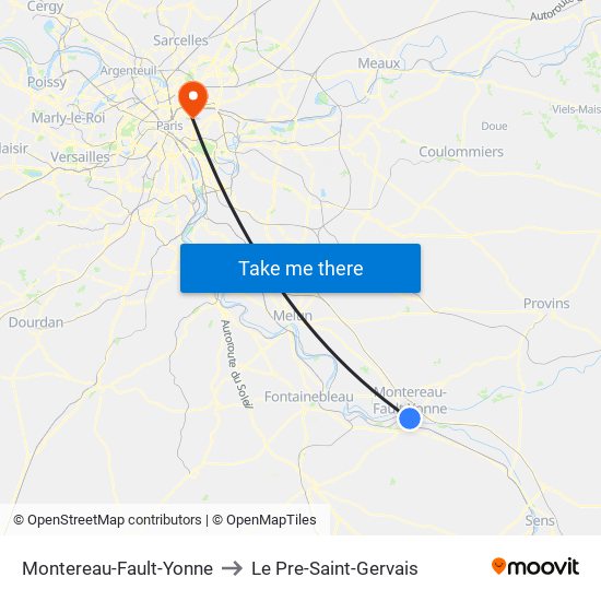 Montereau-Fault-Yonne to Le Pre-Saint-Gervais map