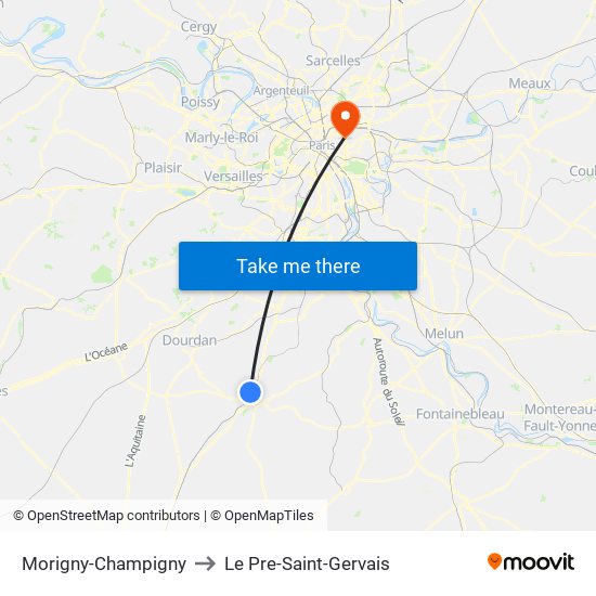 Morigny-Champigny to Le Pre-Saint-Gervais map