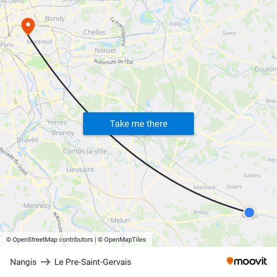 Nangis to Le Pre-Saint-Gervais map