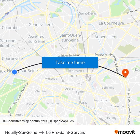 Neuilly-Sur-Seine to Le Pre-Saint-Gervais map