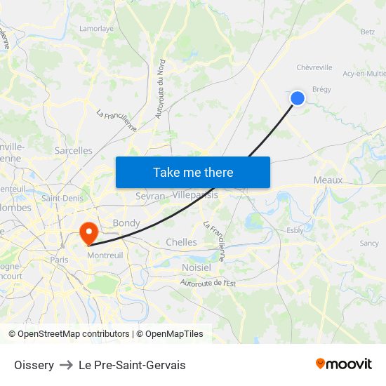 Oissery to Le Pre-Saint-Gervais map