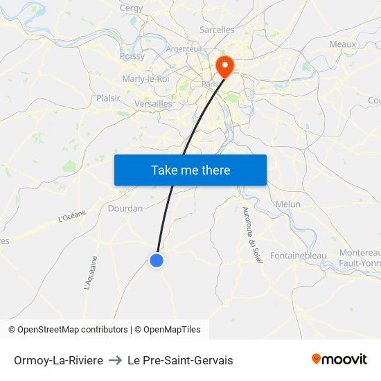 Ormoy-La-Riviere to Le Pre-Saint-Gervais map