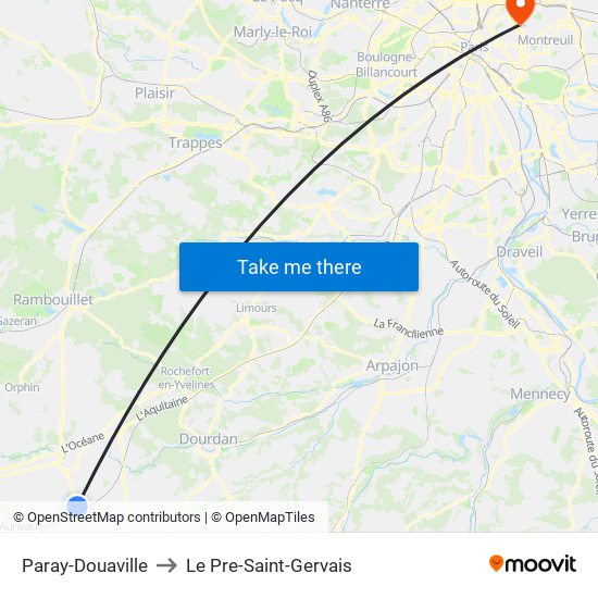 Paray-Douaville to Le Pre-Saint-Gervais map