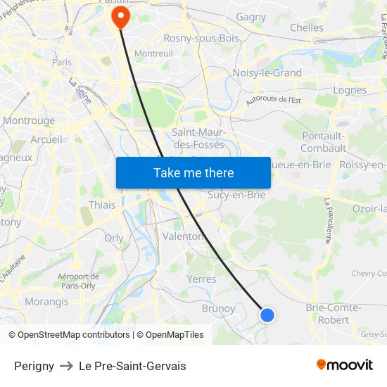 Perigny to Le Pre-Saint-Gervais map