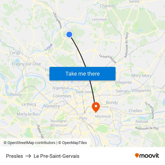 Presles to Le Pre-Saint-Gervais map