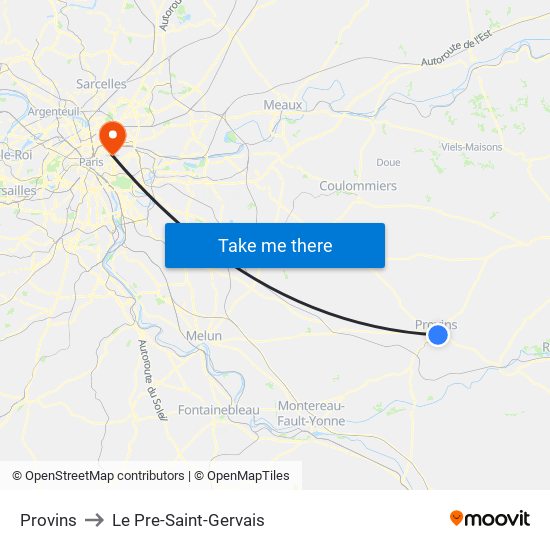 Provins to Le Pre-Saint-Gervais map