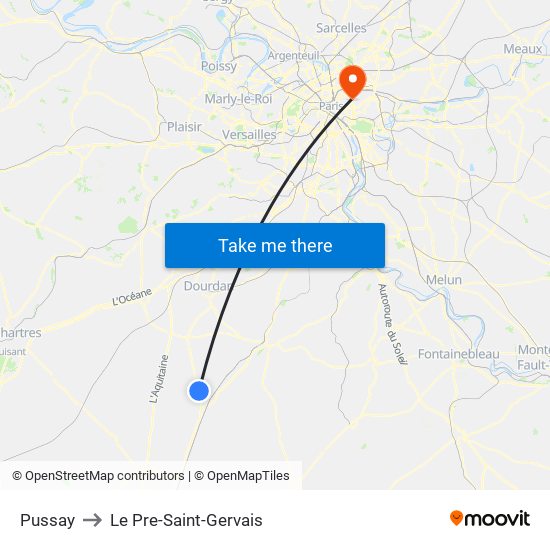 Pussay to Le Pre-Saint-Gervais map