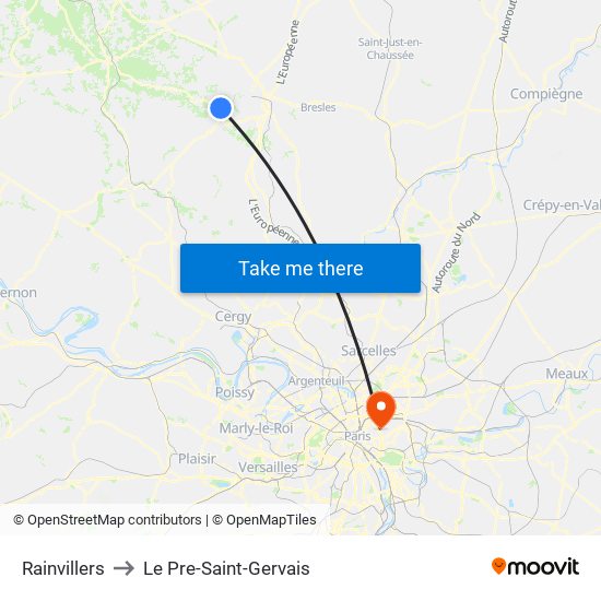 Rainvillers to Le Pre-Saint-Gervais map