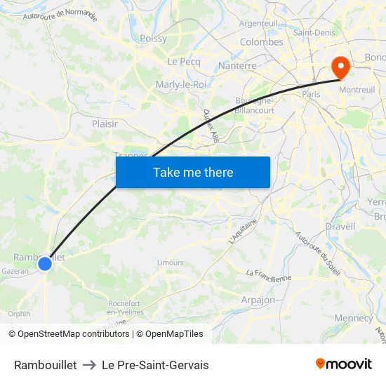 Rambouillet to Le Pre-Saint-Gervais map
