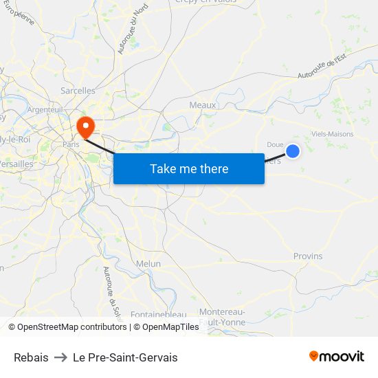 Rebais to Le Pre-Saint-Gervais map