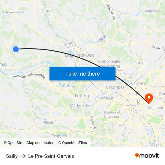 Sailly to Le Pre-Saint-Gervais map