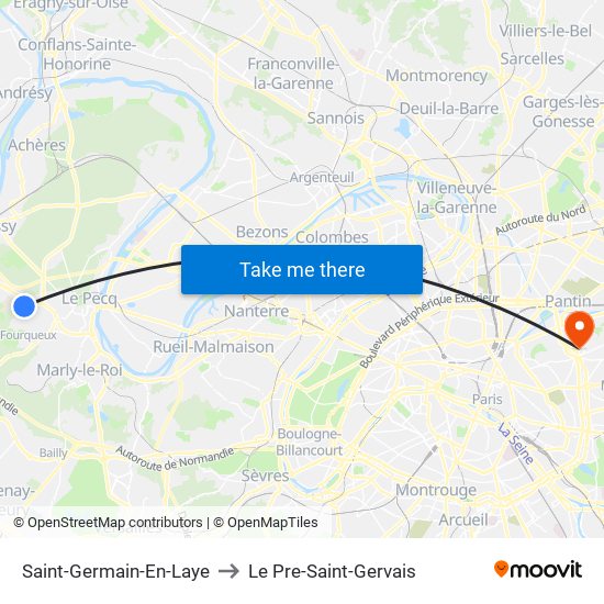 Saint-Germain-En-Laye to Le Pre-Saint-Gervais map