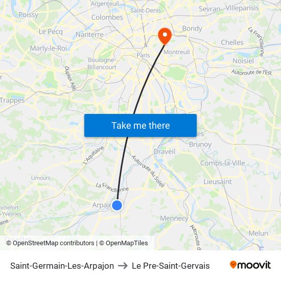 Saint-Germain-Les-Arpajon to Le Pre-Saint-Gervais map