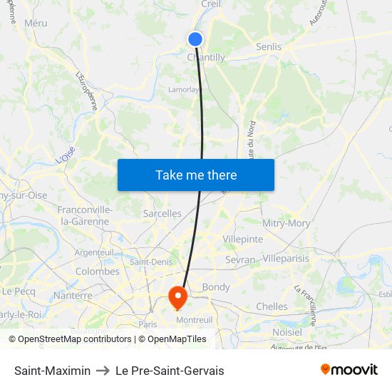 Saint-Maximin to Le Pre-Saint-Gervais map