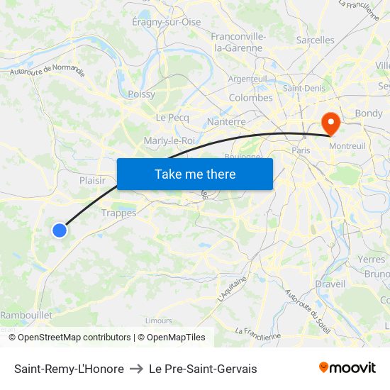 Saint-Remy-L'Honore to Le Pre-Saint-Gervais map