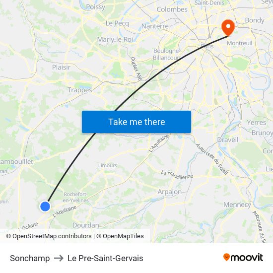 Sonchamp to Le Pre-Saint-Gervais map