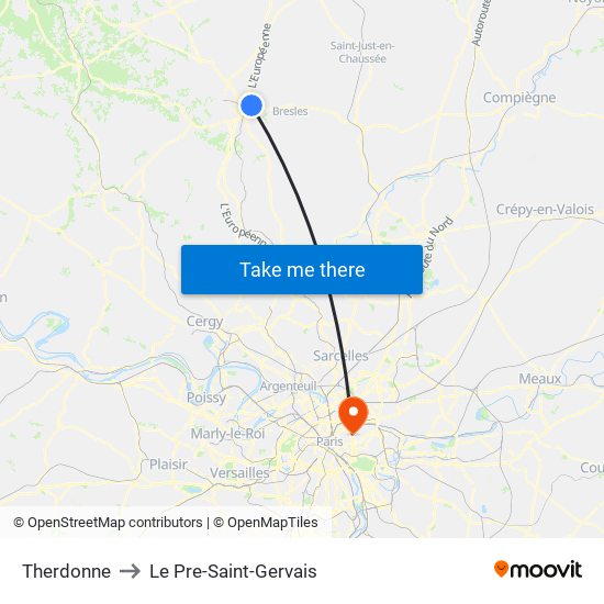 Therdonne to Le Pre-Saint-Gervais map