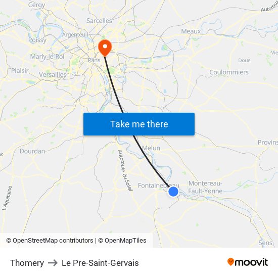 Thomery to Le Pre-Saint-Gervais map