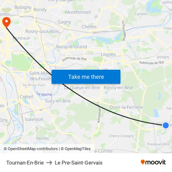 Tournan-En-Brie to Le Pre-Saint-Gervais map
