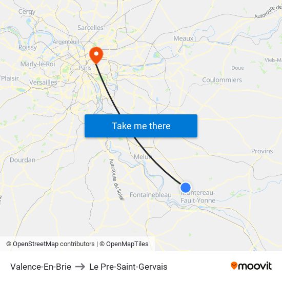 Valence-En-Brie to Le Pre-Saint-Gervais map
