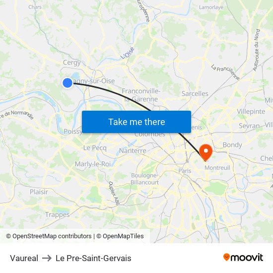 Vaureal to Le Pre-Saint-Gervais map