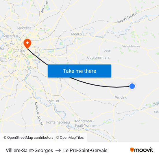 Villiers-Saint-Georges to Le Pre-Saint-Gervais map