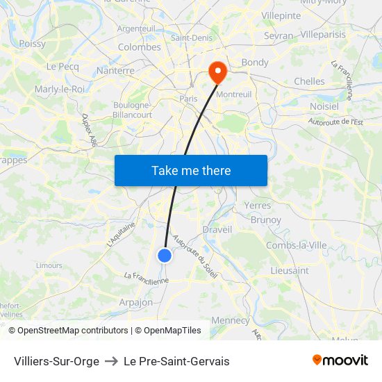 Villiers-Sur-Orge to Le Pre-Saint-Gervais map