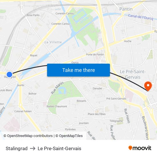 Stalingrad to Le Pre-Saint-Gervais map