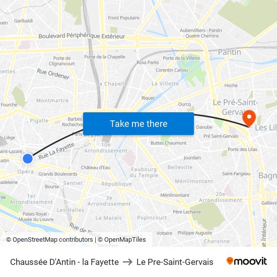 Chaussée D'Antin - la Fayette to Le Pre-Saint-Gervais map