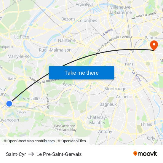 Saint-Cyr to Le Pre-Saint-Gervais map