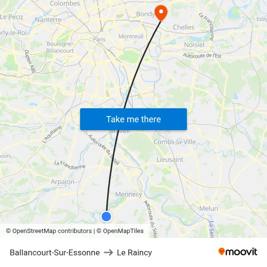 Ballancourt-Sur-Essonne to Le Raincy map