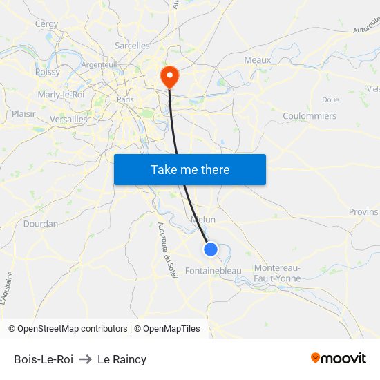 Bois-Le-Roi to Le Raincy map