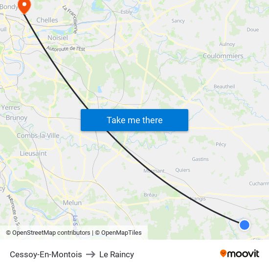 Cessoy-En-Montois to Le Raincy map