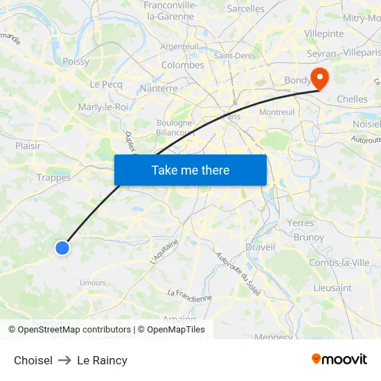 Choisel to Le Raincy map