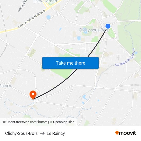 Clichy-Sous-Bois to Le Raincy map