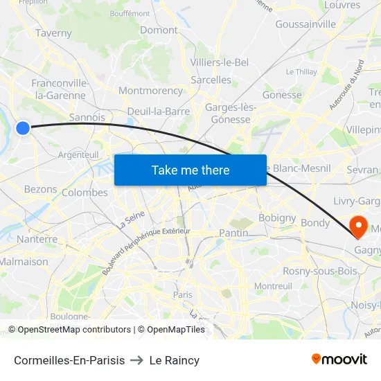 Cormeilles-En-Parisis to Le Raincy map