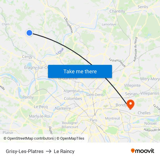 Grisy-Les-Platres to Le Raincy map