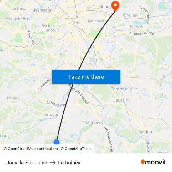Janville-Sur-Juine to Le Raincy map