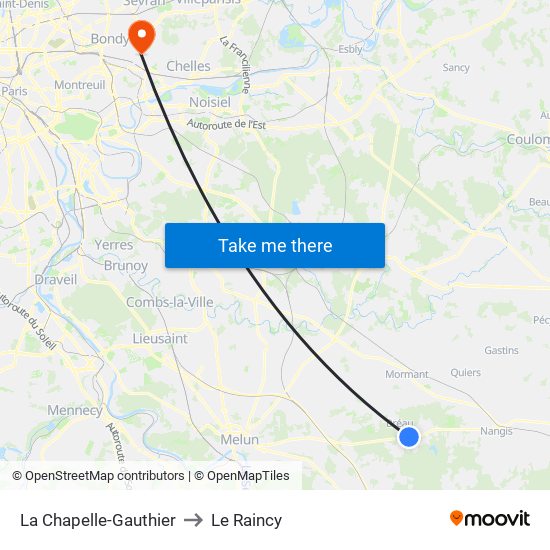 La Chapelle-Gauthier to Le Raincy map