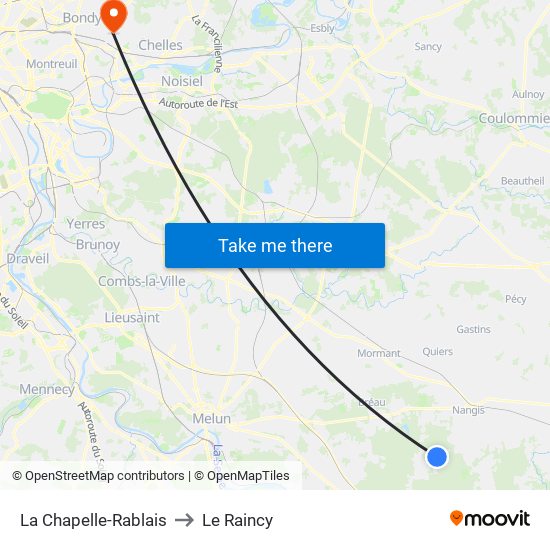 La Chapelle-Rablais to Le Raincy map