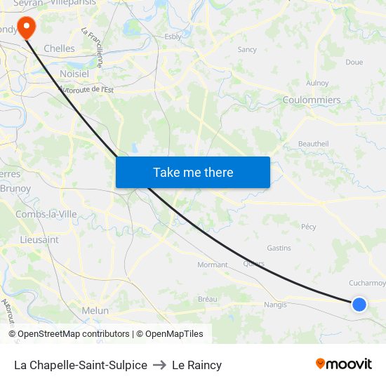 La Chapelle-Saint-Sulpice to Le Raincy map