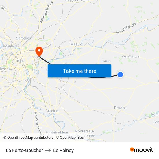 La Ferte-Gaucher to Le Raincy map