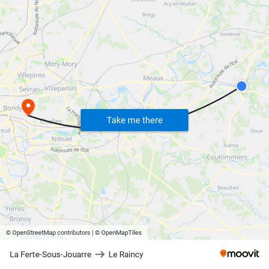 La Ferte-Sous-Jouarre to Le Raincy map