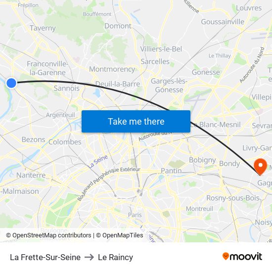 La Frette-Sur-Seine to Le Raincy map