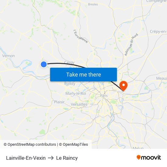 Lainville-En-Vexin to Le Raincy map