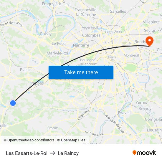 Les Essarts-Le-Roi to Le Raincy map