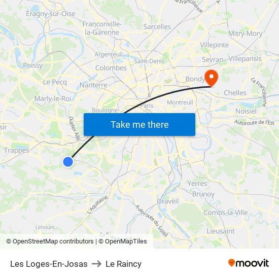 Les Loges-En-Josas to Le Raincy map